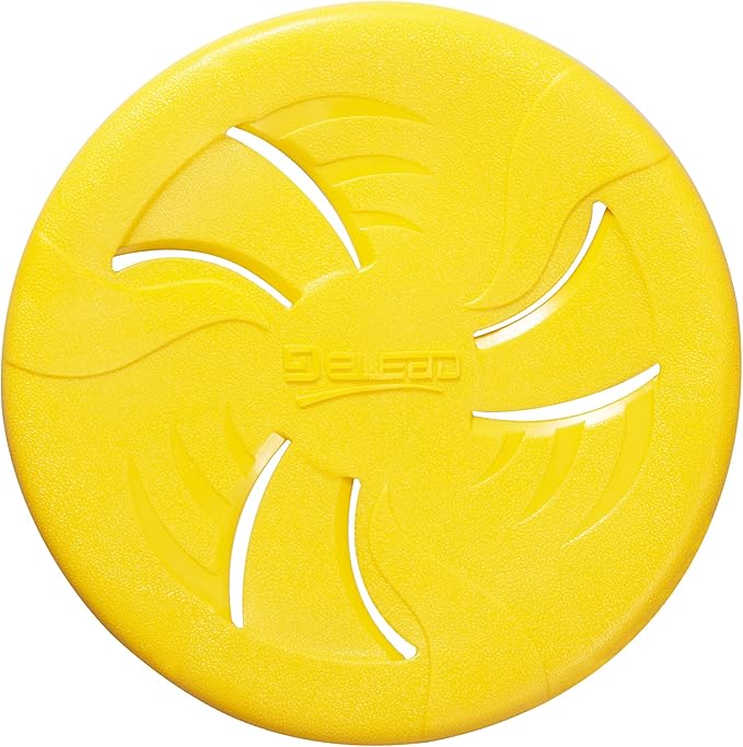 Indestructible Flying Discs, Interactive Dog Toy, Soft Lightweight Fetch Toys for Medium Large Dogs, Floats in Water & Safe on Teeth, 9 inch(Large, Yellow)