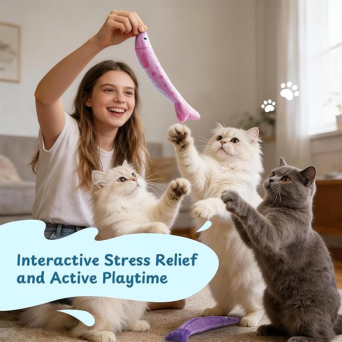 Catnip Toys, [9000mg] Extra Large Cat Toys for Indoor Cats, 100% Natural North American Catnip Floppy Fish, Crinkle Sound, Soft Cotton-Free Surface for Chewing, Teething & Kicking