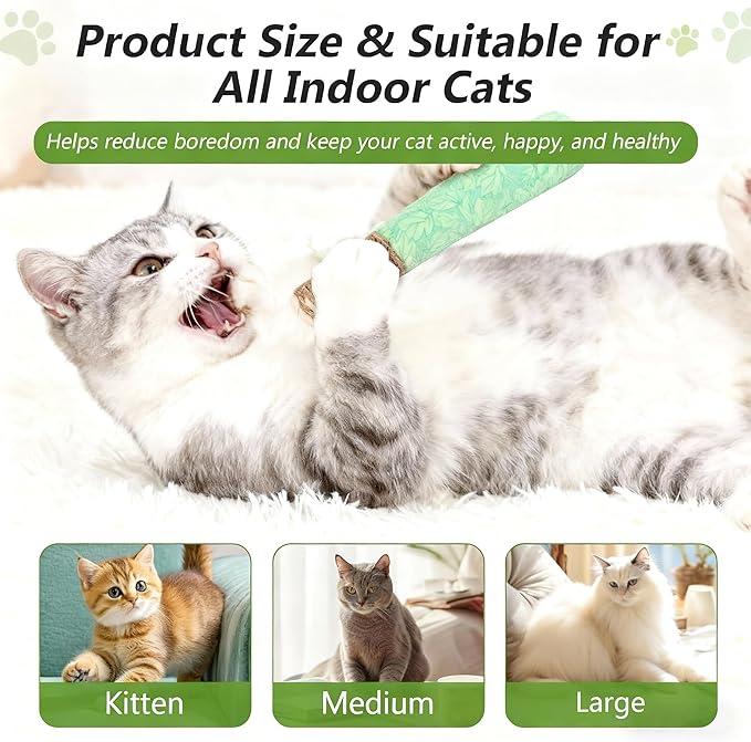3 Pack Catnip Toys for Cats, Funny Cat Toys with Dental Rope & Fun Bell,100% Pure Organic Catnip Toys,Cat Chew Toy Bite-Resistant Kitten Teething Chew Toys,Anxiety Relief Cat Toys for Indoor Cats