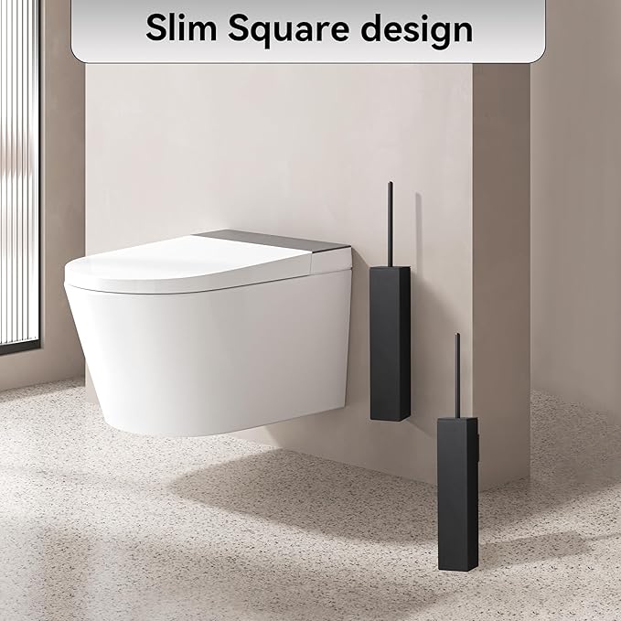 Matte BlackToilet Brush with Holder,Durable Cleaning Toilet Bowl Brushes with Holders
