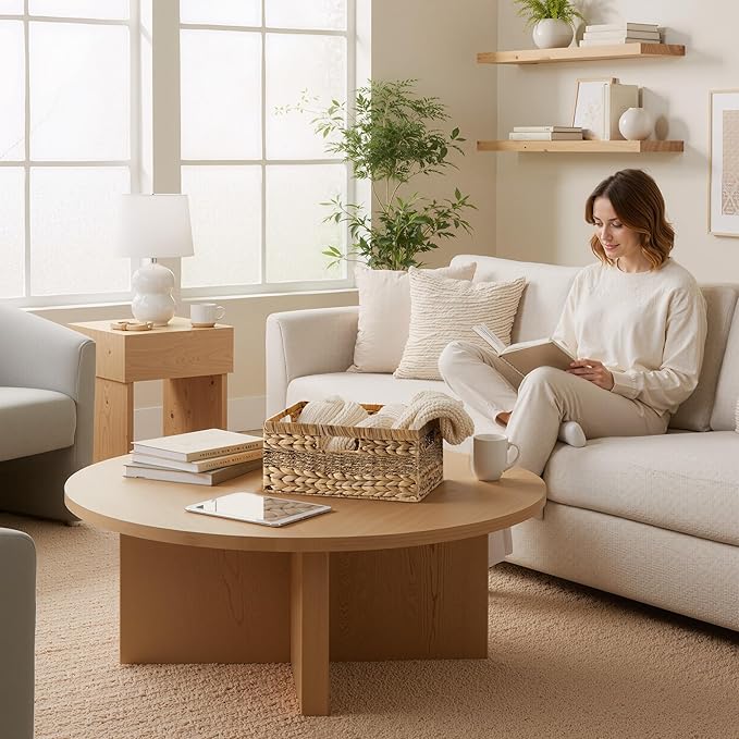 StorageWorks Large Rectangular Wicker Basket, Water Hyacinth and Seagrass Storage Basket with Built-in Handles, 1 Pack