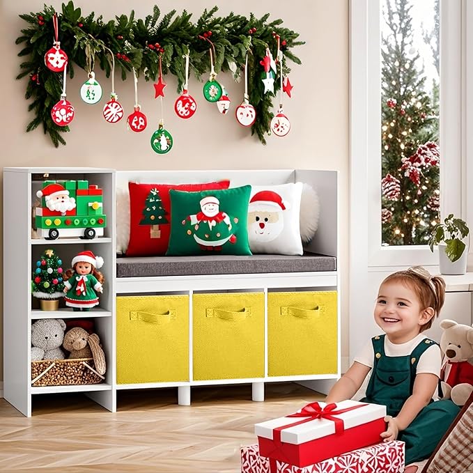 ShellKingdom Storage Bins, Foldable Fabric Storage Cubes and Cloth Storage Organizer Drawer for Closet and Toys Storage, 2 Pack (Yellow)