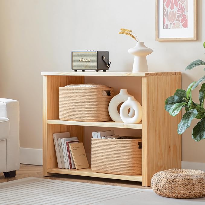 UBBCARE 2 Pack Shelf Baskets, Larger Woven Storage Baskets for Organizing(14.5''L x 9.84''W x 9''H), Basket Organizer for Toys, Books, Clothes, Large Gift Basket, Brown