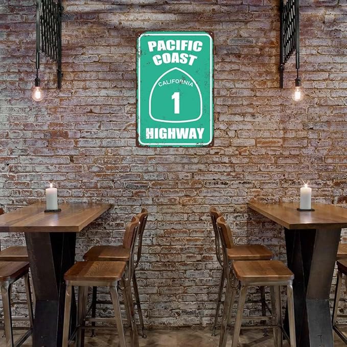 Aluminum Pacific Coast Highway Sign California Decor, Metal Street Road Sign for Summer Decor 12"x16"