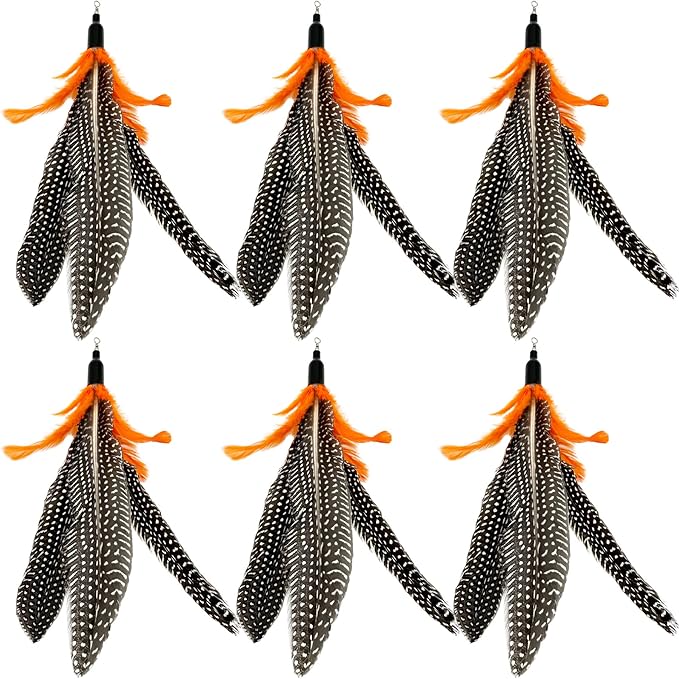 Cat Feather Toys Refill, 6 Pieces Cat Wand Attachments Da Bird Feathers Toy for Indoor Cats