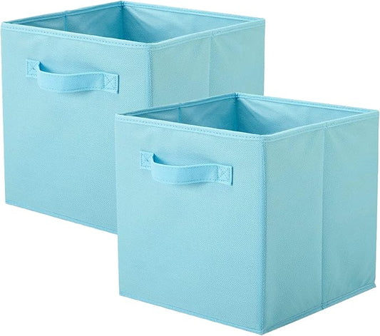 Shellkingdom Storage Bins, Foldable Fabric Storage Cubes And Cloth Storage Organizer Drawer For Closet And Toys Storage,2 Pack（Light Blue）