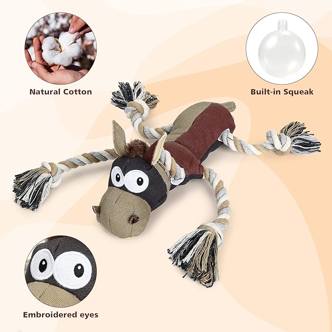 IOKHEIRA Dog Toys for Aggressive Chewers,Tough Indestructible Dog Toys,Squeaky Toys for Large Dogs,Durable Dog Chew Toys (Auburn)