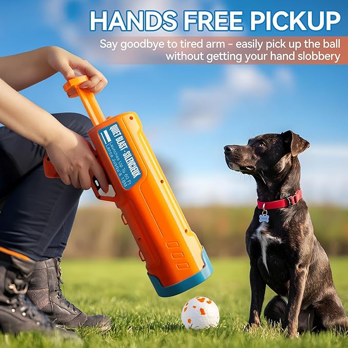 ALL FOR PAWS Dog Ball Launcher, Upgraded Dog Ball Blaster with 3 ETPU Balls, Interactive Thrower for Medium to Large Dogs, Play Fetch Toy for Dogs for Outdoor Exercise