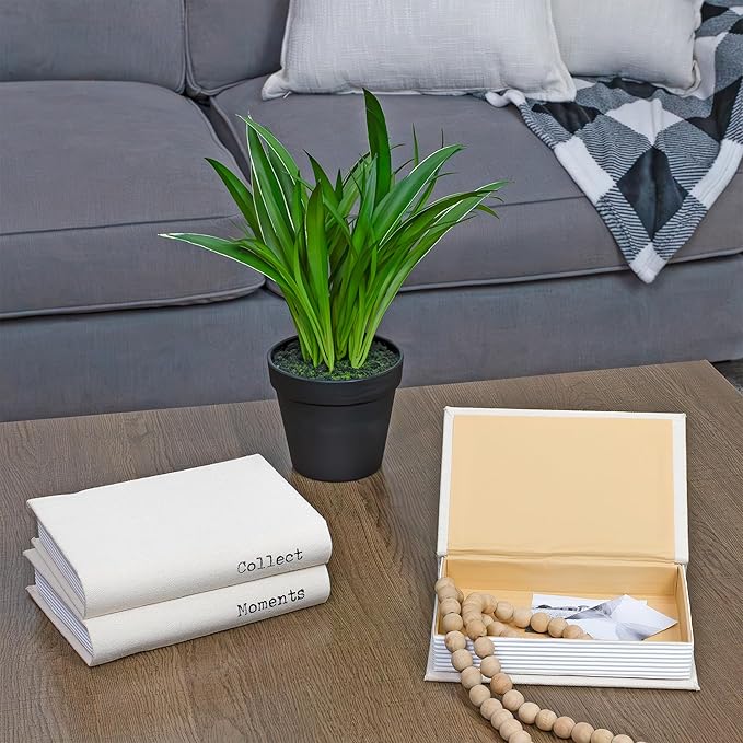 AuldHome Design Faux Book Stack: Collect Beautiful Moments Decorative Book Set w/Burlap Ribbon Wrap