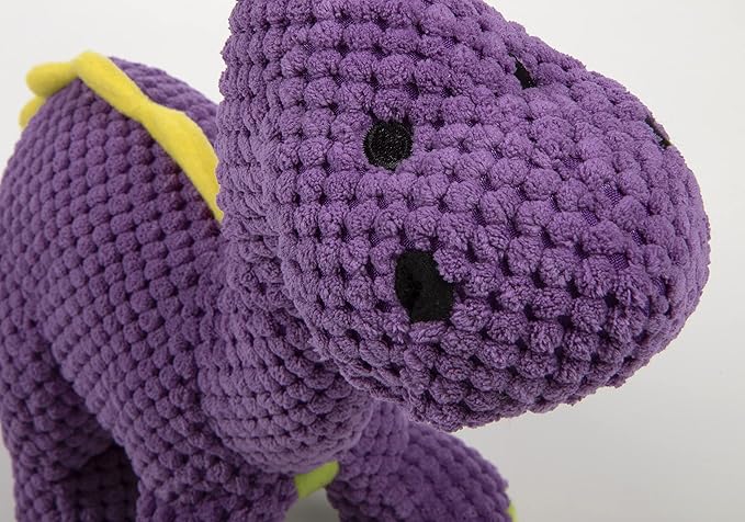 goDog Checkers Dinos Bruto Squeaky Plush Dog Toy, Chew Guard Technology - Purple, Large