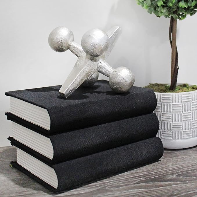 AuldHome Design Faux Book Stack (Black, Set of 3); Decorative Books for DIY Crafts and Home Decor