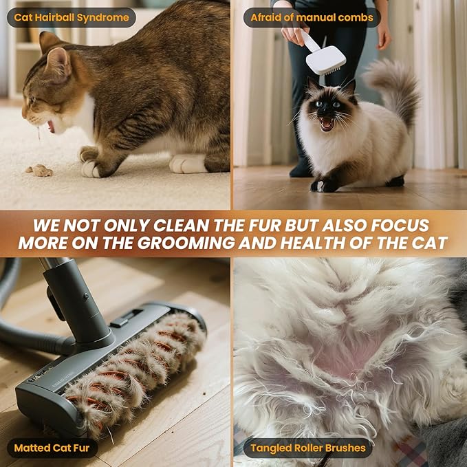 Automatic Cat Self Groomer 360° Surround Skin Friendly Grooming Supplies Self Cleaning Brush with Cat Tongue Mimicry and Treat Dispenser Reduce Shedding and Hairballs Smart Comb for All Cats
