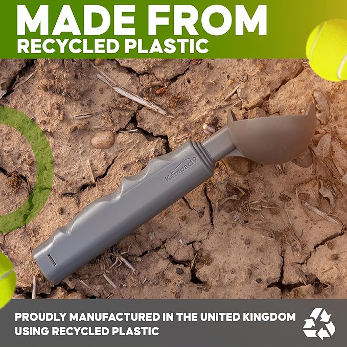 Kompact9 | Retractable Pocket-Sized Ball Launcher, Eco-Friendly & Portable Dog Fetch Toy, Made from Recycled Plastic, UK Designed, Fits Standard Tennis Balls Perfect Dog Exercise Equipment | Silver