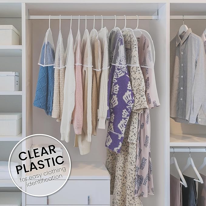 Clear Vinyl Shoulder Covers Closet Suit Protects Storage Home Decor Set of 12, 12"H x 22"W x 2"D