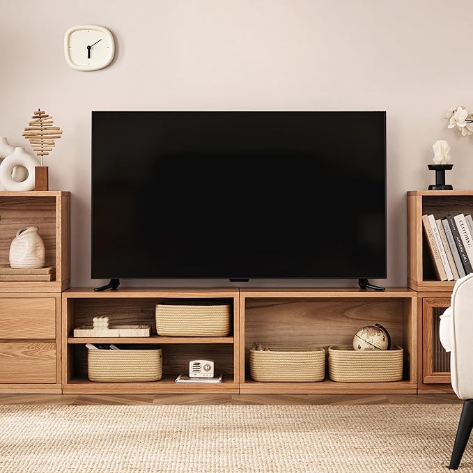 UBBCARE 4 Pack Small Basket, Woven Storage Basket for Oganizing, Small Gift Basket, Dog Toy Basket, Cute Decorative Cotton Rope Basket Storage Bins, 12''Lx8''Wx4.7''H, Brown