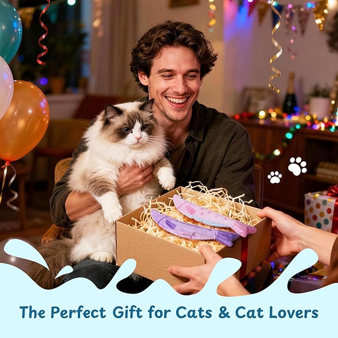 Catnip Toys, [9000mg] Extra Large Cat Toys for Indoor Cats, 100% Natural North American Catnip Floppy Fish, Crinkle Sound, Soft Cotton-Free Surface for Chewing, Teething & Kicking