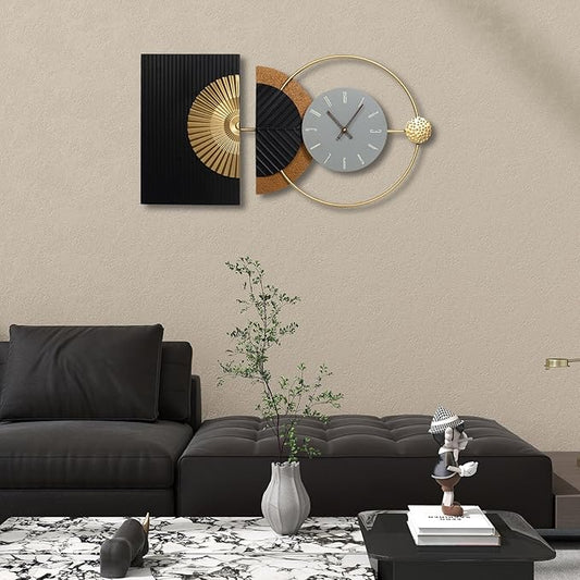 30x18 Inch Decorative Wall Clock Contemporary Asymmetric – Silent Battery Operated Large Clocks for Living Room, Kitchen, Bedroom, Home Decor