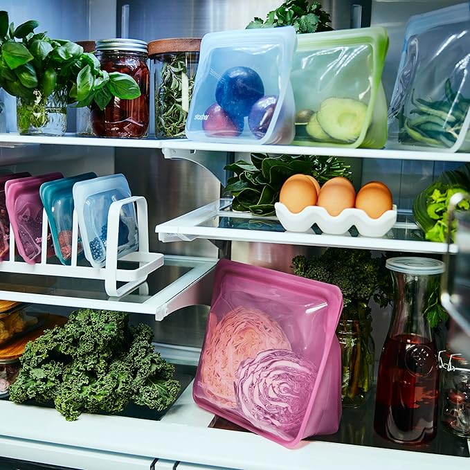 Stasher Premium Silicone Reusable Food Storage Stand-Up Bag Mega, Green, Microwave, Sous Vide, Dishwasher, Oven and Freezer Safe, BPA Free, Leak-free, Eco-friendly, 104 Oz