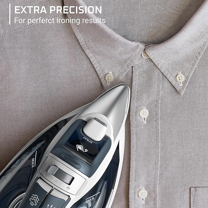 Rowenta Iron Steamer for Clothes, Focus Stainless Steel Soleplate, 400 Microsteam Holes, Powerful Steam Iron, Lightweight, Leakproof, 1725 Watts