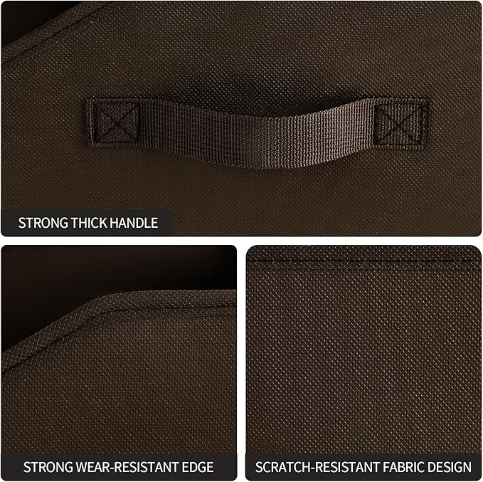 Trapezoid Closet Storage Bins - Large Fabric Baskets for Organizing, Storage Baskets for Shelves, Cube Organizer Bins for Home, Closet, Dorm, 6 Pack, Brown