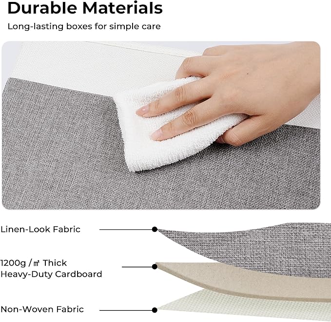 GRANNY SAYS Storage Baskets for Shelves, Fabric Storage Bins for Clothes, Closet Organization Bins, Collapsible Storage Bins with Handles, Decorative Storage Box, Extra Large, 3-Pack