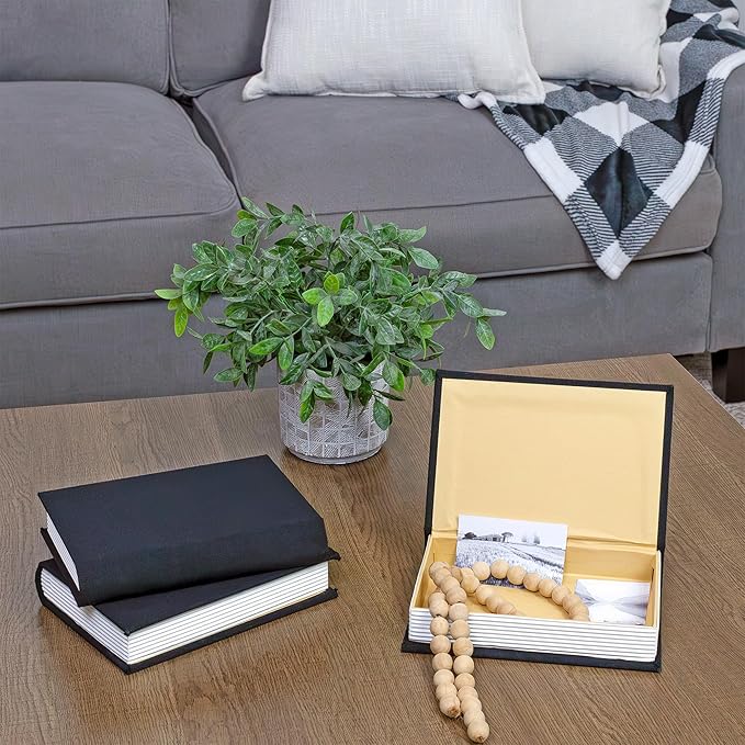 AuldHome Design Faux Book Stack (Black, Set of 3); Decorative Books for DIY Crafts and Home Decor