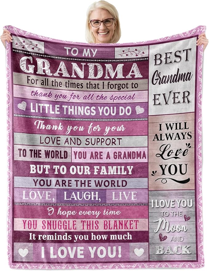 Best Gift for Grandma, Grandma Gifts from Granddaughter Grandson, Grandma Birthday Gift from Grandkids, Grandmother Gifts,Grandma Gift for Christmas Mothers Day, Grandma Blanket Gift 60"X 50"