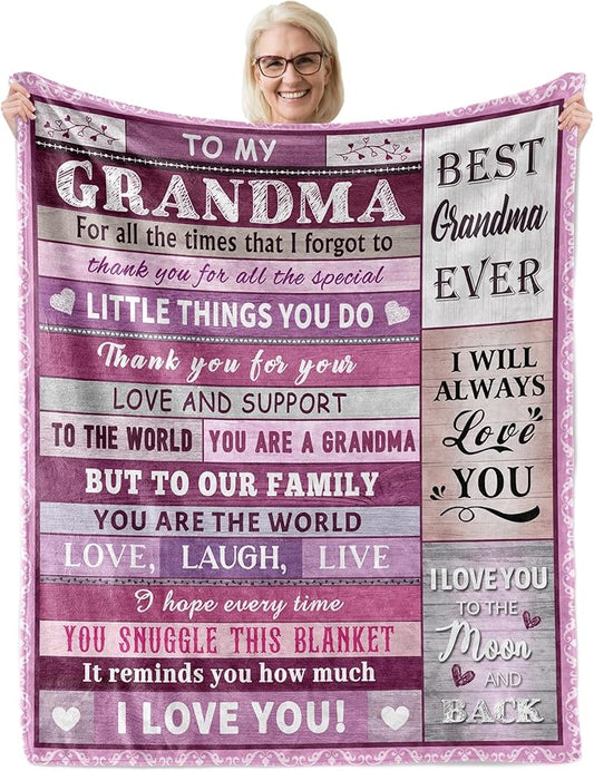 Best Gift for Grandma, Grandma Gifts from Granddaughter Grandson, Grandma Birthday Gift from Grandkids, Grandmother Gifts,Grandma Gift for Christmas Mothers Day, Grandma Blanket Gift 60"X 50"
