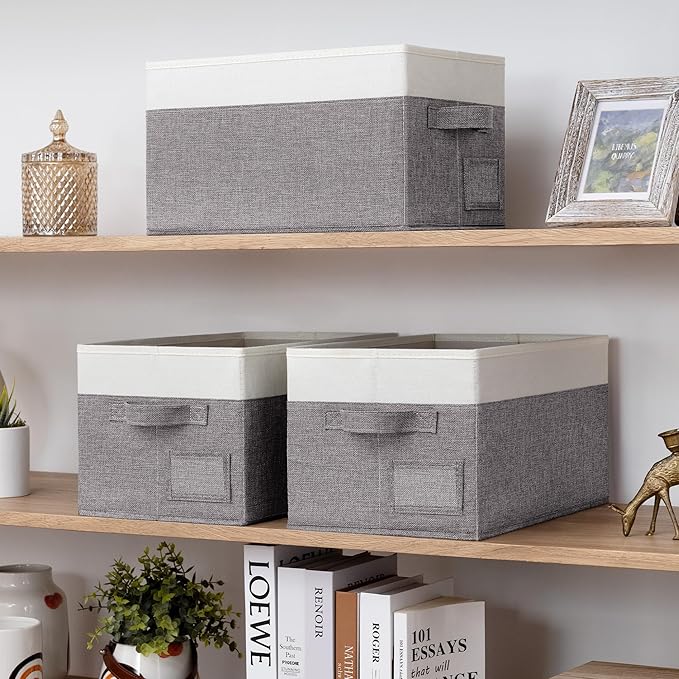 GRANNY SAYS Fabric Storage Bins for Clothes & Closet Organization - Collapsible, Decorative Boxes, Large, 3-Pack