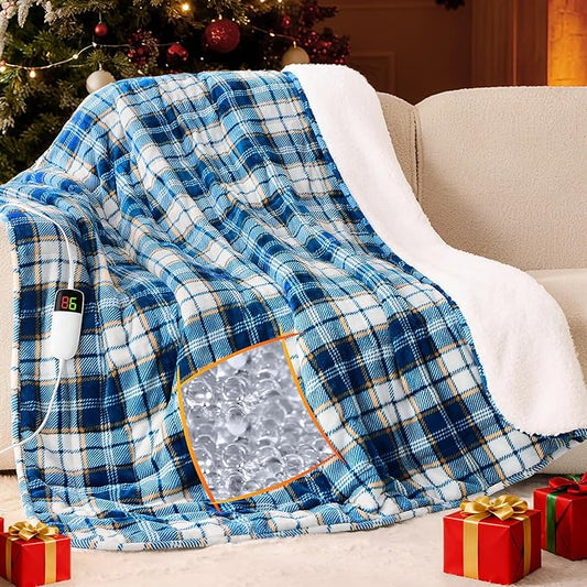 Heated Weighted Blanket for Adults Queen Size 15Lbs - 60"x80", 2-in-1 Electric Heating Pad Lap Heavy Blanket for 140-160lbs for Bed, 10 Heat Level 1-8H Auto Off, Christmas Birthday Gifts For Women Mom
