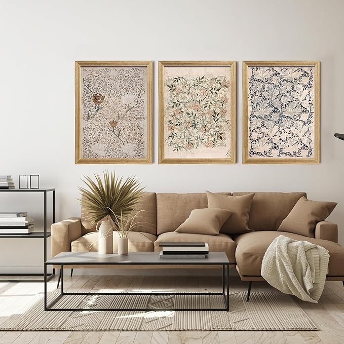 arfitest Vintage Plant Frame Wall Art Prints Set of 3 Antique Sketch Wall Art Decor Neutral Flowers Canvas Wall Art Flower Pictures Farmhouse Paintings Vintage Flower Artwork for Room Bedroom 12x16 Inch