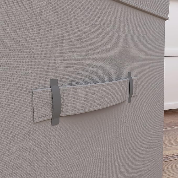 Martha Stewart Essential Collapsible Stackable Decorative Home Storage Organization With Lidded Tops, Set of 2 Nesting Boxes with Lids, Grey