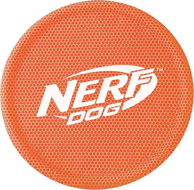 Nerf Dog Nylon Flyer Dog Toy, Flying Disc, Lightweight, Durable and Water Resistant, Great for Beach and Pool, 9 inch diameter, for Medium/Large Breeds, Single Unit, Orange
