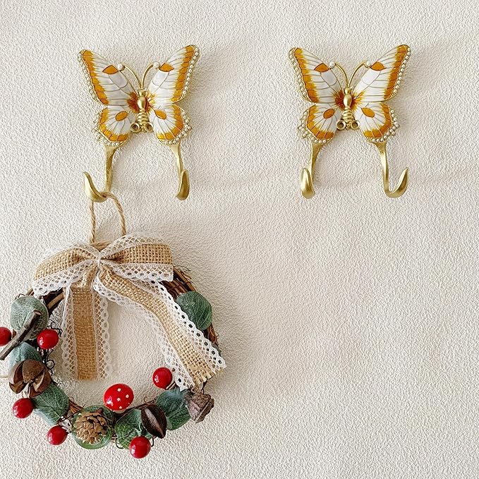 1 Pack Decorative Wall Hook, Vintage Butterfly Shaped Metal Wall Hook for Hanging Coats Clothes Keys Hats Towels