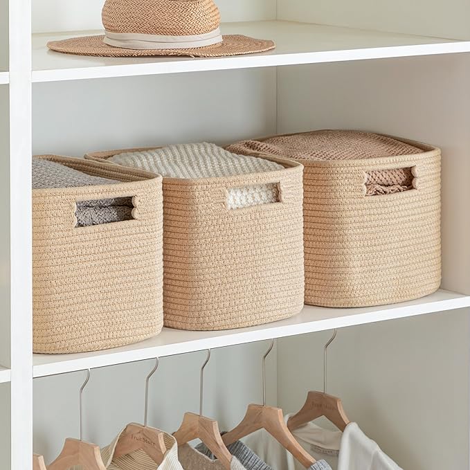 UBBCARE 2 Pack Shelf Baskets, Larger Woven Storage Baskets for Organizing(14.5''L x 9.84''W x 9''H), Basket Organizer for Toys, Books, Clothes, Large Gift Basket, Brown