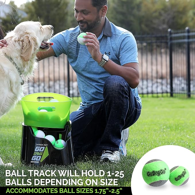 Hyper Pet GoDogGo Fetch Machine Dog Ball Launcher & Automatic Ball Launcher for Dogs With Five 2.5" Balls for Dogs 20-60 Pounds