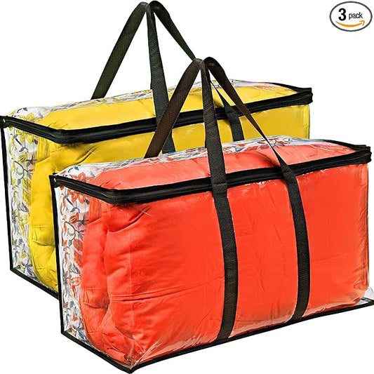 Moving Bags with Handles 25x14x12 - Large Zippered Storage Totes for Packing and Organizing, Ideal for College Students and Travel, 2 Pack