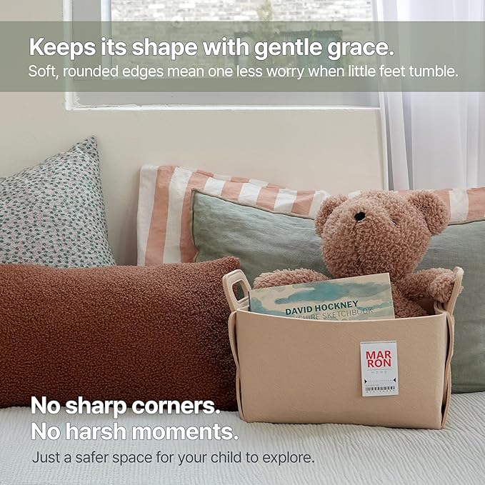 Collapsible Felt RED Storage Bin Small 7.1"x5.1"x5.1" – Foldable Basket with Handles for Closet, Toy Storage, Laundry Room Organization, Decorative Storage Baskets for Shelves, Nursery Storage