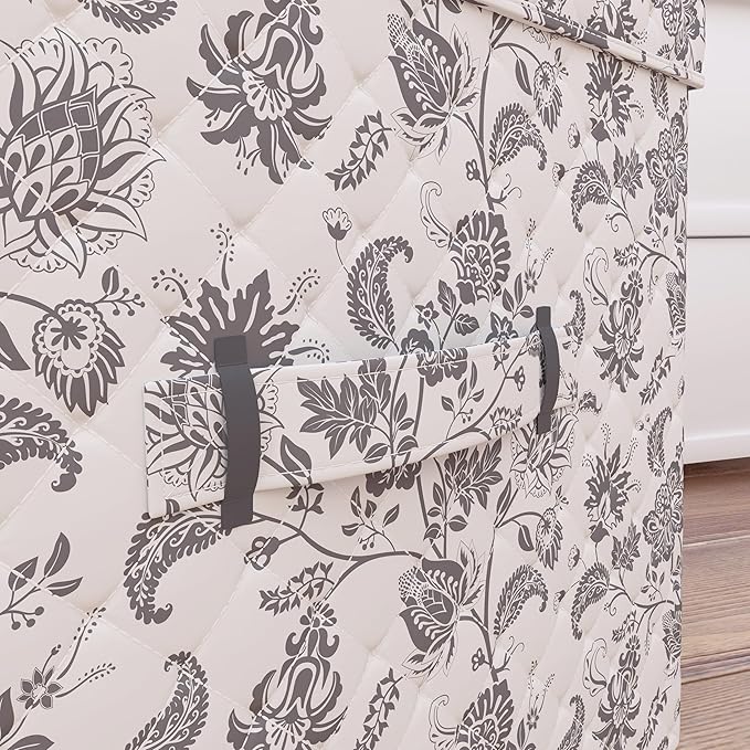 Martha Stewart Essential Collapsible Stackable Decorative Home Storage Organization With Lidded Tops, Set of 2 Nesting Boxes with Lids, Bedford Floral