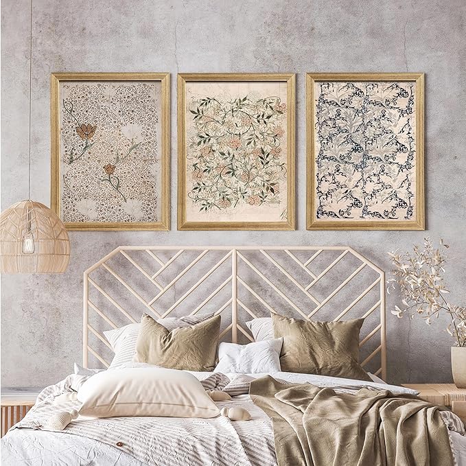 arfitest Vintage Plant Frame Wall Art Prints Set of 3 Antique Sketch Wall Art Decor Neutral Flowers Canvas Wall Art Flower Pictures Farmhouse Paintings Vintage Flower Artwork for Room Bedroom 12x16 Inch