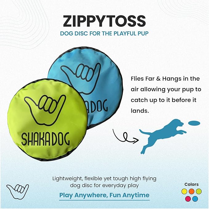 Shaka ZippyToss Flying Dog Disc Interative Fetch Toy 9" (Multi-Color, Pack of 5)