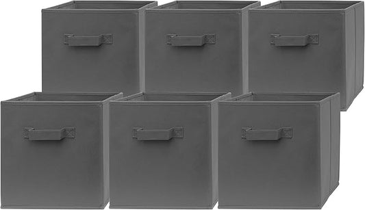 13 Inch Cube Storage Bins - 6 Pack - Large, Dual Handles, Foldable | 13x13 Fabric Bins for Organizing Closet, Clothes and Toys