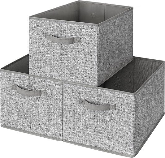 GRANNY SAYS Closet Storage Bins, Storage Baskets for Organizing, Fabric Storage Bins with Handles, Clothing Storage Containers for Organization Wardrobe, Gray, Extra Large, 3-Pack
