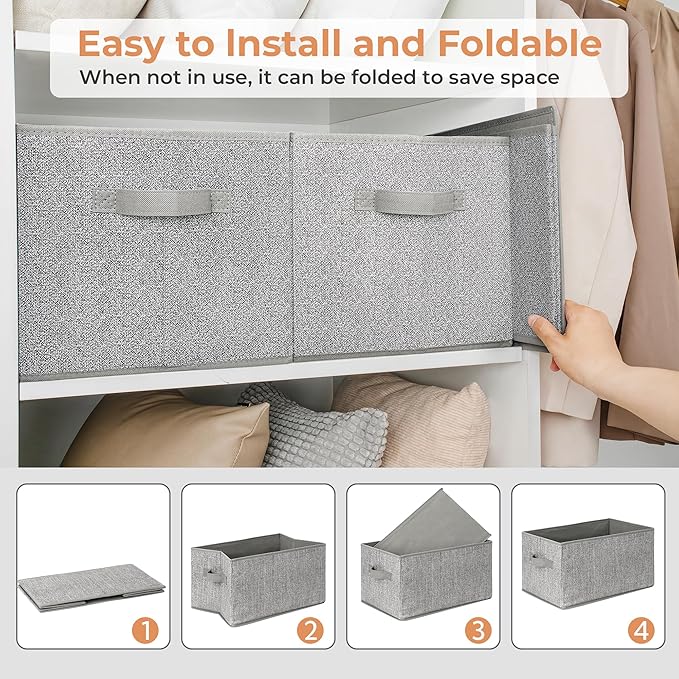 GRANNY SAYS Closet Storage Bins, Storage Baskets for Organizing, Fabric Storage Bins with Handles, Clothing Storage Containers for Organization Wardrobe, Gray, Extra Large, 3-Pack