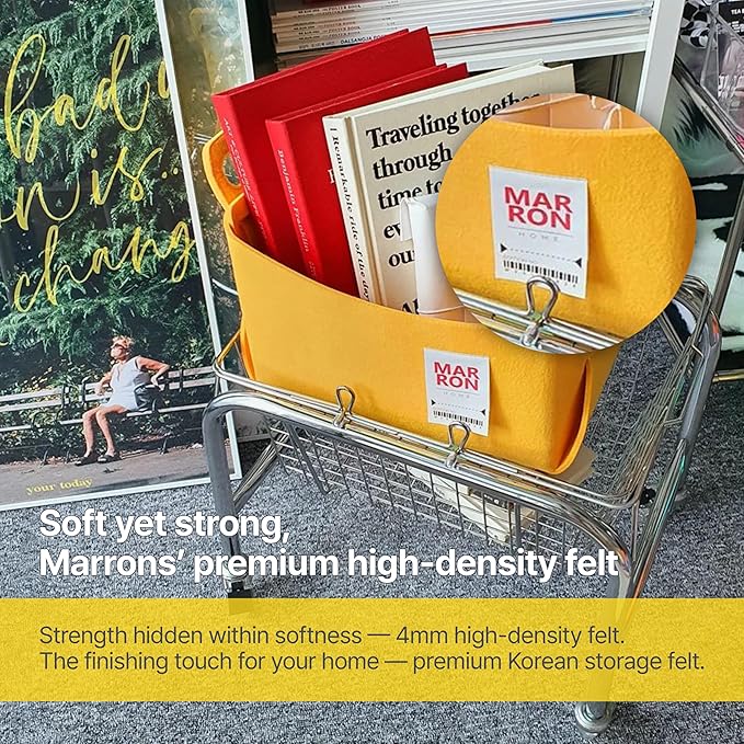 Collapsible Felt BLUE Storage Bin Large 14.6"x9.4"x9.4" – Foldable Basket with Handles for Closet, Laundry Room Organization, Toy Storage, Decorative Storage Bins for Shelves, Nursery Storage