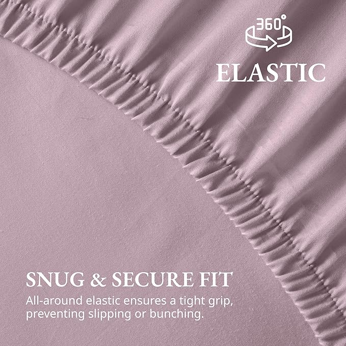 LANE LINEN Full Fitted Sheet, 100% Organic Cotton, 3-Piece Set (1 Fitted Sheet,2 Pillowcases), Percale Weave, Full Bed Bottom Sheet, Soft, Fits Mattress Upto 15" Deep - Lilac(No Flat Sheet)