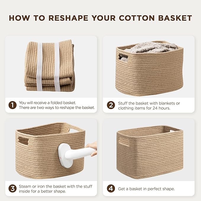 UBBCARE 2 Pack Shelf Baskets, Larger Woven Storage Baskets for Organizing(14.5''L x 9.84''W x 9''H), Basket Organizer for Dog Toys, Books, Clothes, Large Gift Basket, Pink