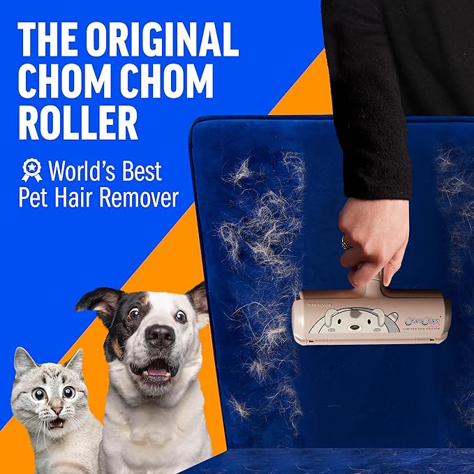 ChomChom Roller Pet Hair Remover – Original Size Reusable Lint Roller for Cat & Dog Hair on Furniture, Couch, Carpet, Car, Rugs & Bedding – Portable, Eco-Friendly (Dog)