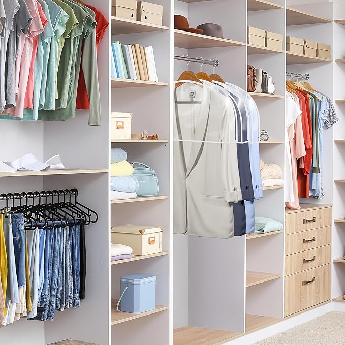 Clear Vinyl Shoulder Covers Closet Suit Protects Storage Home Decor Set of 12, 12"H x 22"W x 2"D