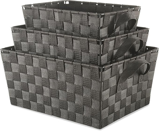 Whitmor Woven Strap Storage Baskets Espresso, 18 Pack